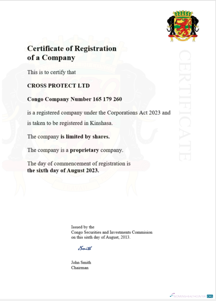 Download Congo certificate of registration Word and PDF template Photoshop template